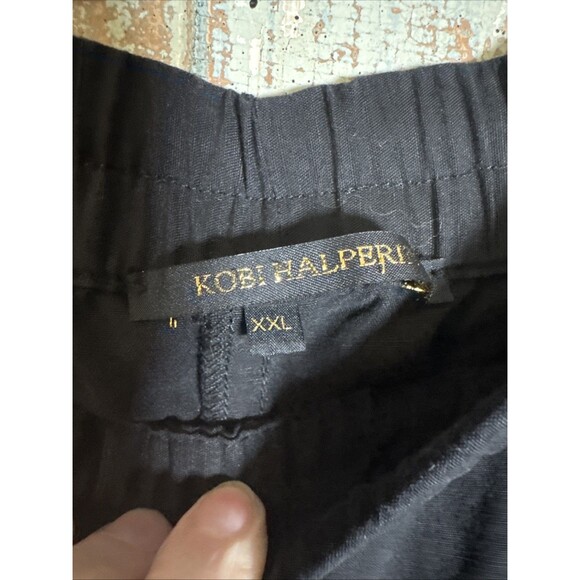 Kobi Halperin Black "Demi Floral” Wide Leg Pants Size XXL Cross Stitch Floral - Picture 10 of 12